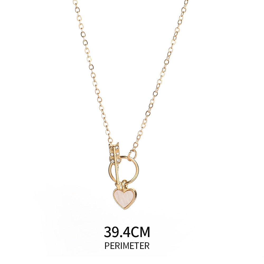 Kalung Rantai Liontin Hati Bahan Alloy Gaya Korea Untuk Wanita