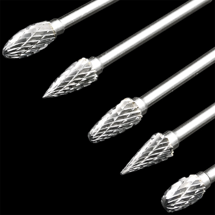 JIGONG Mata Bor Tungsten Carbide Cone Spiral 1/8 Inch 10 PCS - Abu-Abu