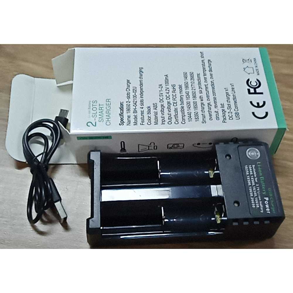 GTF Charger Baterai 18650 2 Slot Plug Micro USB - GF0012-Hitam