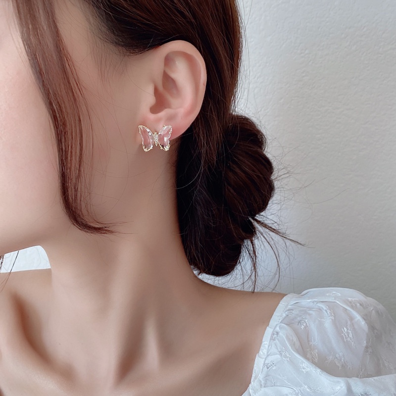 Anting Kristal Kupu-Kupu Super Fairy Earrings Korean Style