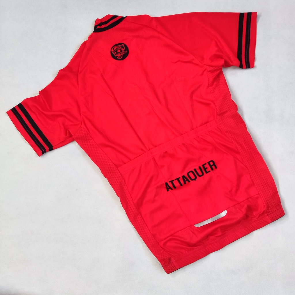 Jersey Sepeda Impor Coolmax Motif Attaquer Cycling Merah