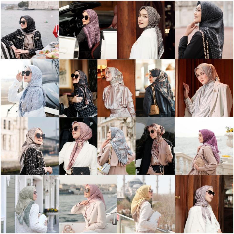 [FREE BROOCH / BODY MIST ] Exclusive Monogram Scarf Vanilla Hijab