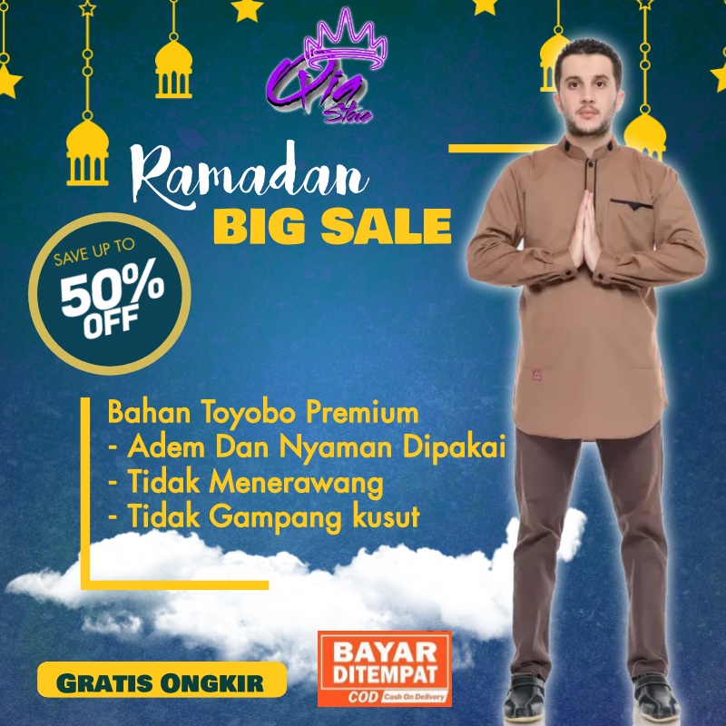 Baju Lebaran Pria 2021 Dewasa Remaja Koko Motif Bordir Lengan Panjang Terbaru Murah Slimfit Kekinian