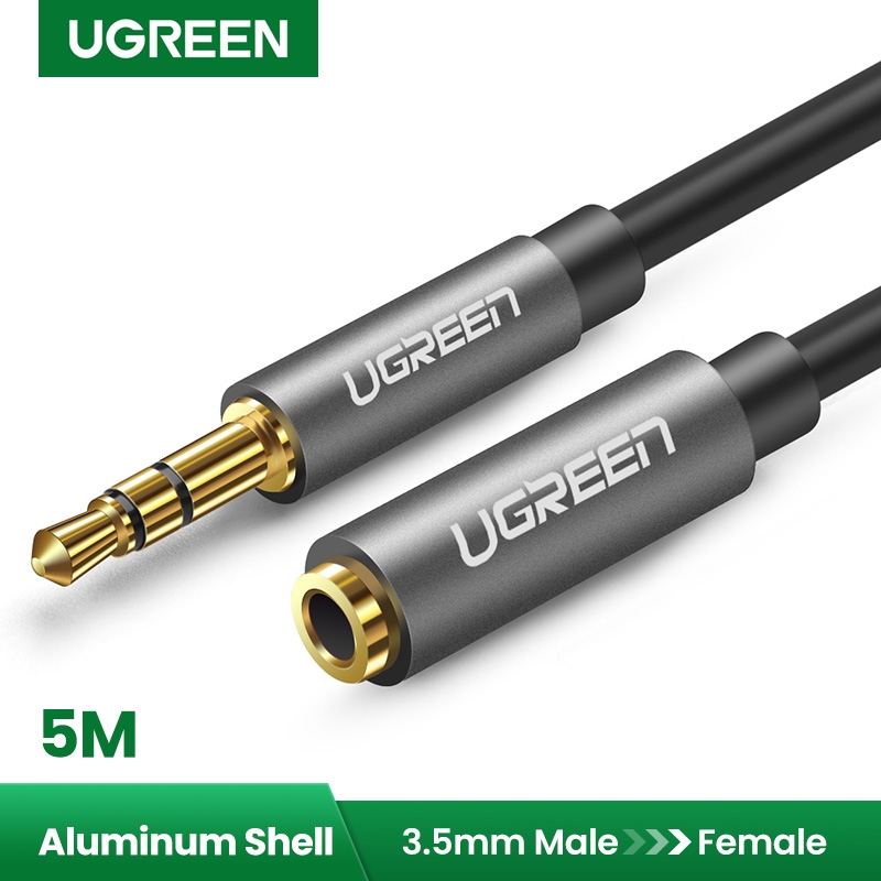 【Stok Produk di Indonesia】Ugreen Kabel Adapter Extension Audio Stereo 3.5mm Male Ke Female Lapis Emas Panjang 5M Untuk Smartphone / Tablet