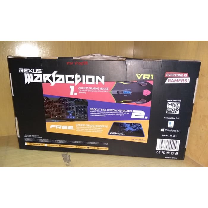 Rexus Warfaction VR1 3 in 1 Pack Gaming Keyboard + Mouse + Mousepad - Rexus VR 1