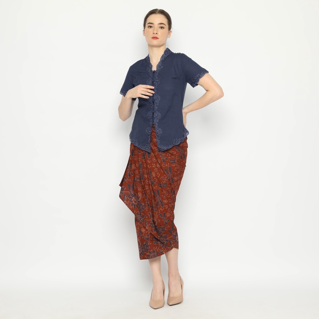 ROK LILIT BATIK Skirt Kebaya Instan Modern Wanita Motif Capung Warna Merah Bata 724407 Cap 72 - Rok 