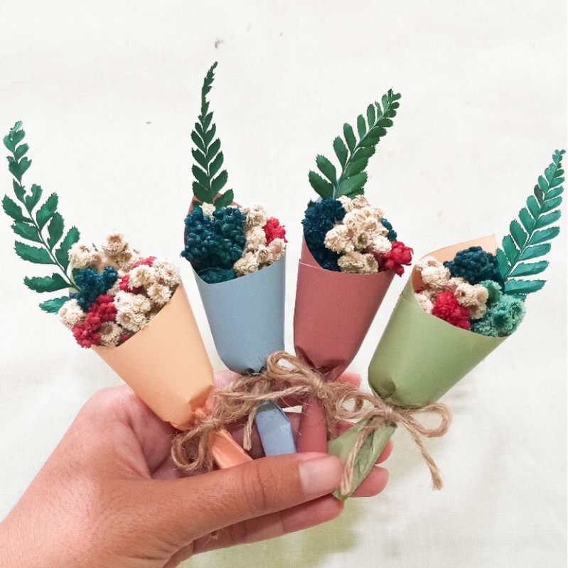 buket mini bunga kering | bunga edelweis | buket kecil | hiasan hampers| murah