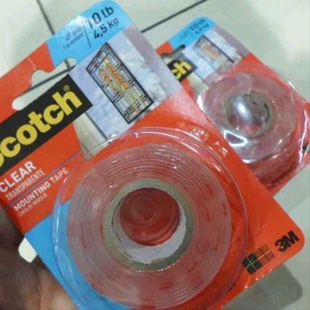 

Scotch Double Tape Merk 3M untuk media bening kaca warna Transparan beban 4.5kg