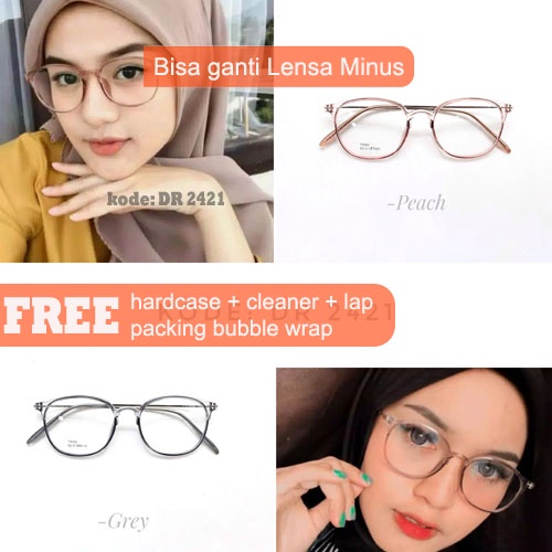 DR 2421 Paket lensa minus antiradiasi photocromic frame lentur 2124