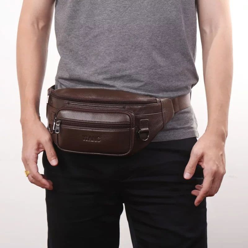 Tas Waistbag Pria Kulit Tas Selempang Pria Kulit sintesis Tas Pinggang Pria Cowok Distro Kulit Kekinian Terbaru