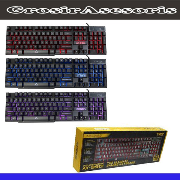 Armaggeddon AK-990i Kalashnikov Full-Size Keyboard Gaming Tahan Air, RGB, 104 Tombol - Hitam