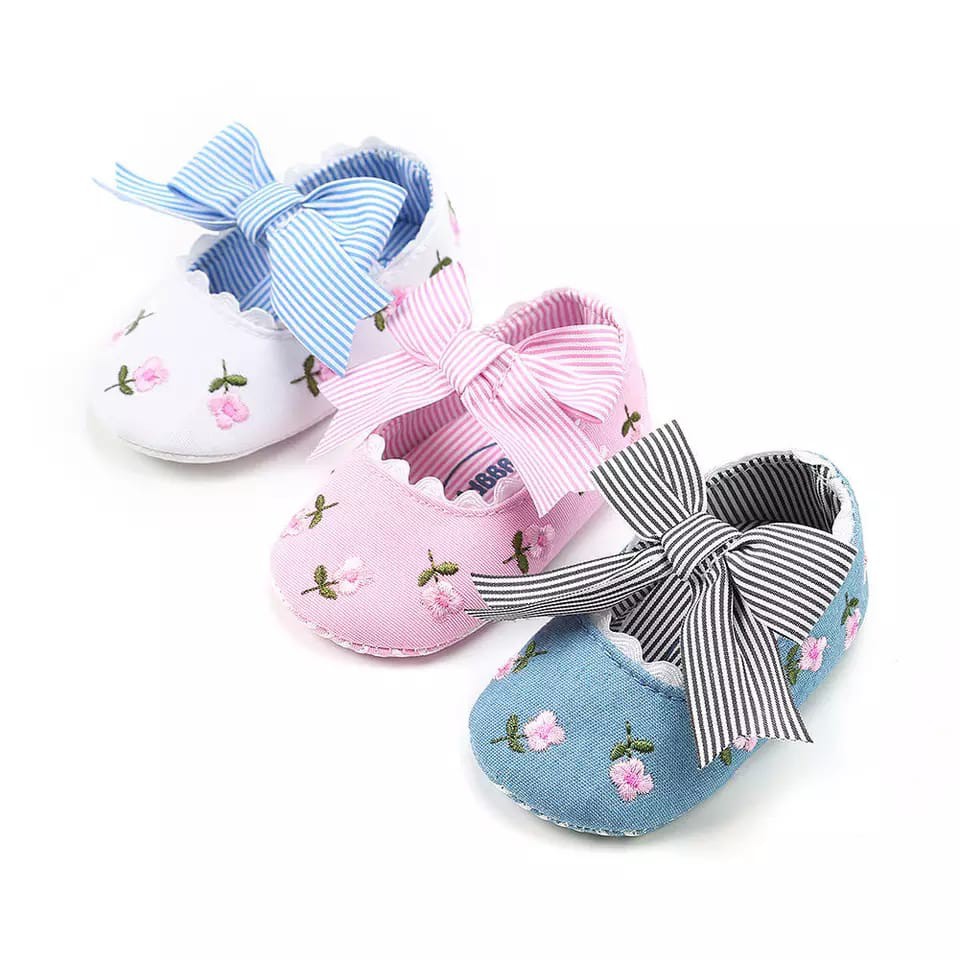 SEPATU BAYI MOTIF BUNGA MINI CANTIK 0-18 BULAN IMPORT KOREA / PREWALKER BAYI sepatu bayi lucu IMPORT sepatu baby