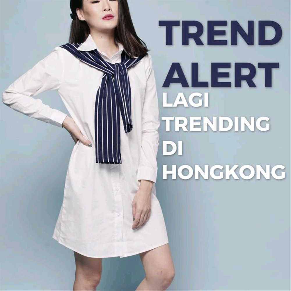 EYLEEN SHIRT DRESS WANITA PUTIH CASUAL KATUN POPLIN SCUBA LENGAN PANJANG MURAH