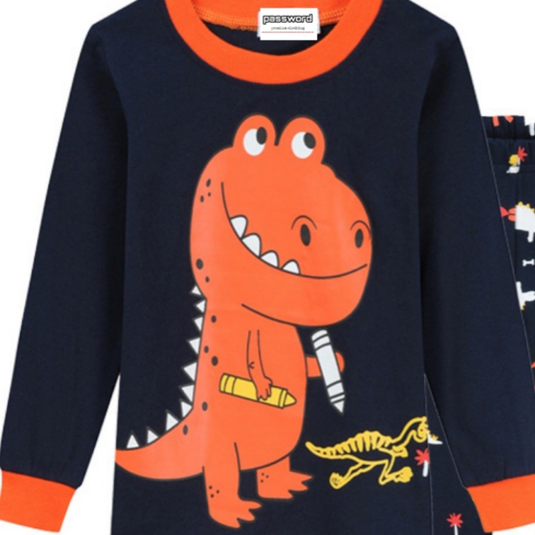 HappyOliver PASSWORD DINO DRAWING Setelan piyama 1 - 7 Tahun Baju Anak BerKualitas