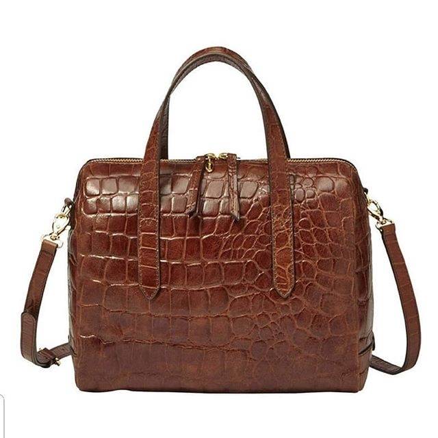 Tas Fossil Sydney Satchel Brown Croco