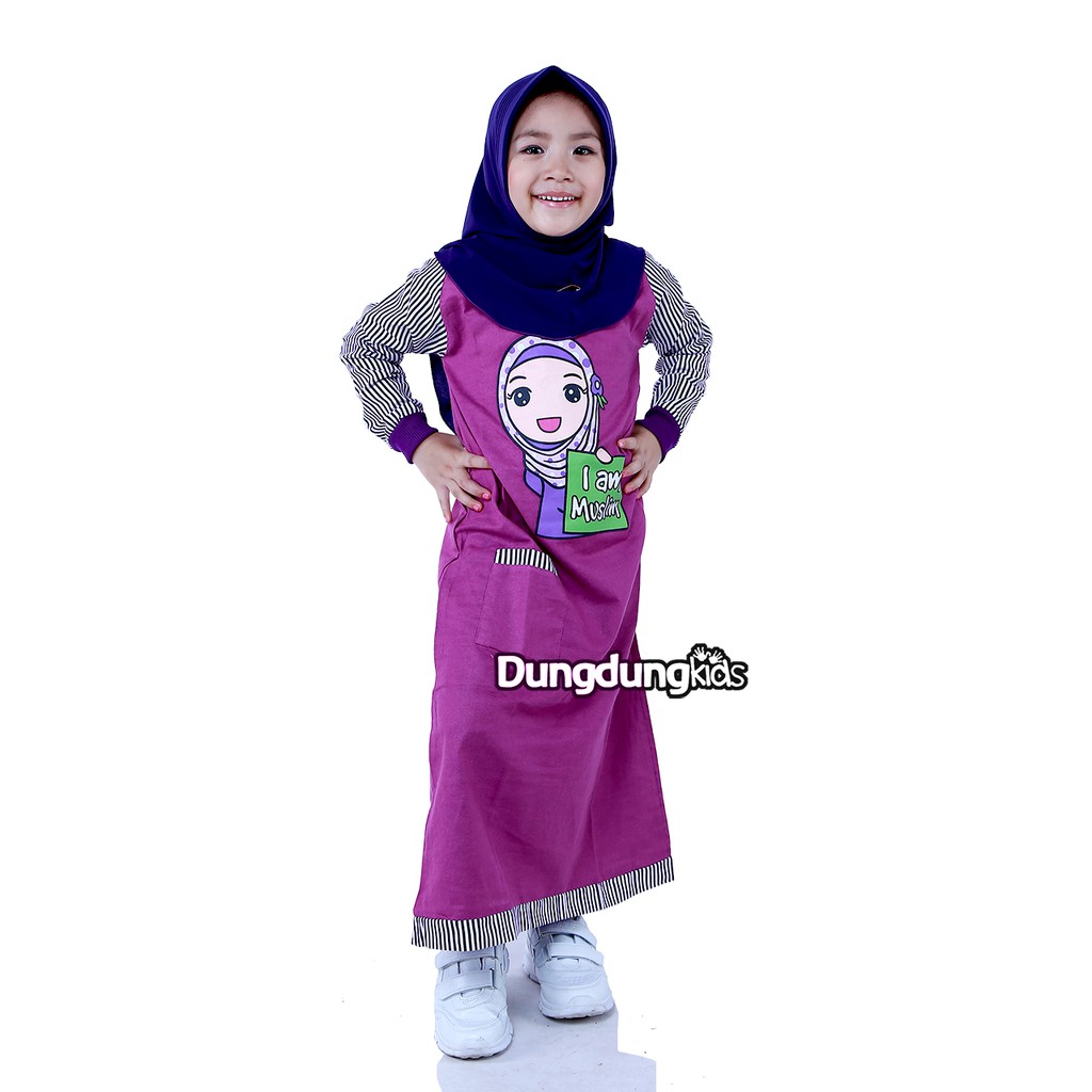  Baju  Muslim Anak  Perempuan Gamis  Katun Rami I Am Muslim 