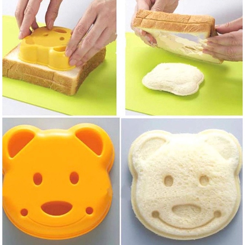 Cetakan Pemotong Roti Model Kartun Beruang Pink Kucing Mobil Anak Anak - Sandwich DIY Model Bear