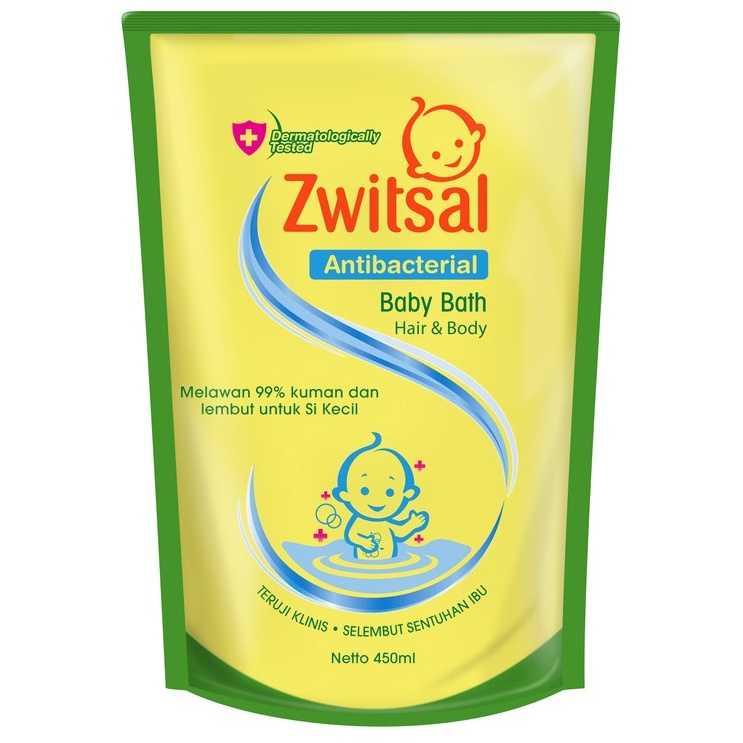 Zwitsal Baby Natural Bath Hair and Body Refill 450ml Pouch