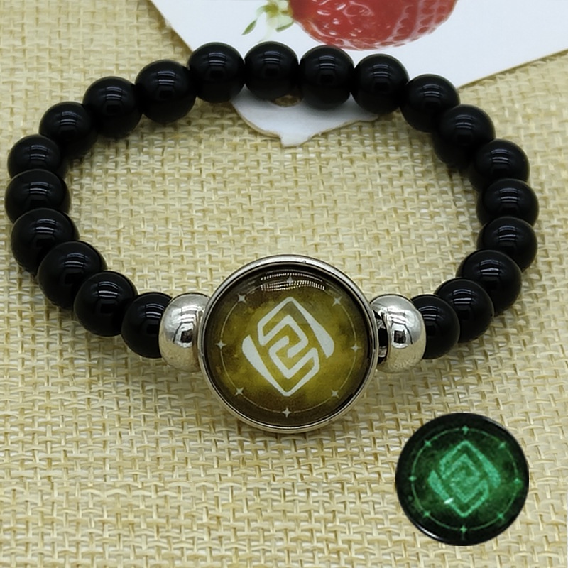 Gelang Manik-Manik Batu Akik Desain Mata Dewa Thunder Fire Rock Ice Element Luminous Untuk Pria Dan Wanita