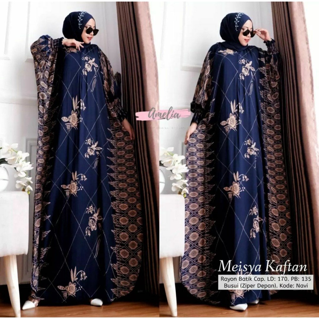 Gamis Rayon Jumbo Kaftan Terbaru - Meisya Kaftan Motif Mawar By Batik AW Busui Resleting / Kaftan Wanita / Gamis Arabian