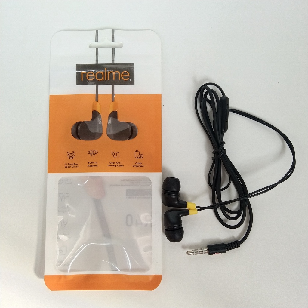 HEADSET REALME BUDS R40 EXTRA BASS HANDSFREE REALME R40 STEREO EARPHONE REALME R-40 EXTRA BASS