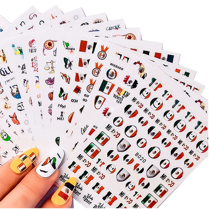 Siy 6 / 12pcs Stiker Kuku 3d Motif Kartun Untuk Nail Art