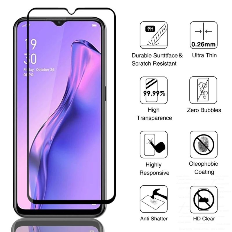 PROMO 3IN1 TEMPERED GLASS LAYAR KAMERA SKIN CARBON VIVO Y91 Y93 Y95 TG ANTI GORES FULL SCREEN GUARD