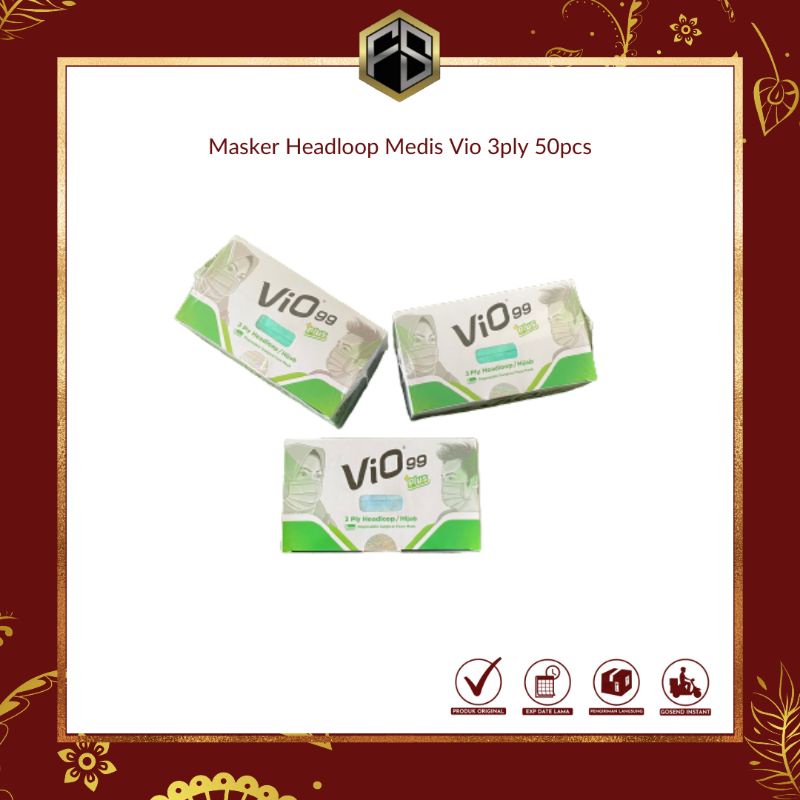 Masker Vio Surgical Green Hijab Headloop 3ply KEMENKES masker Modis Viral Kekinian Hijau High Premiu
