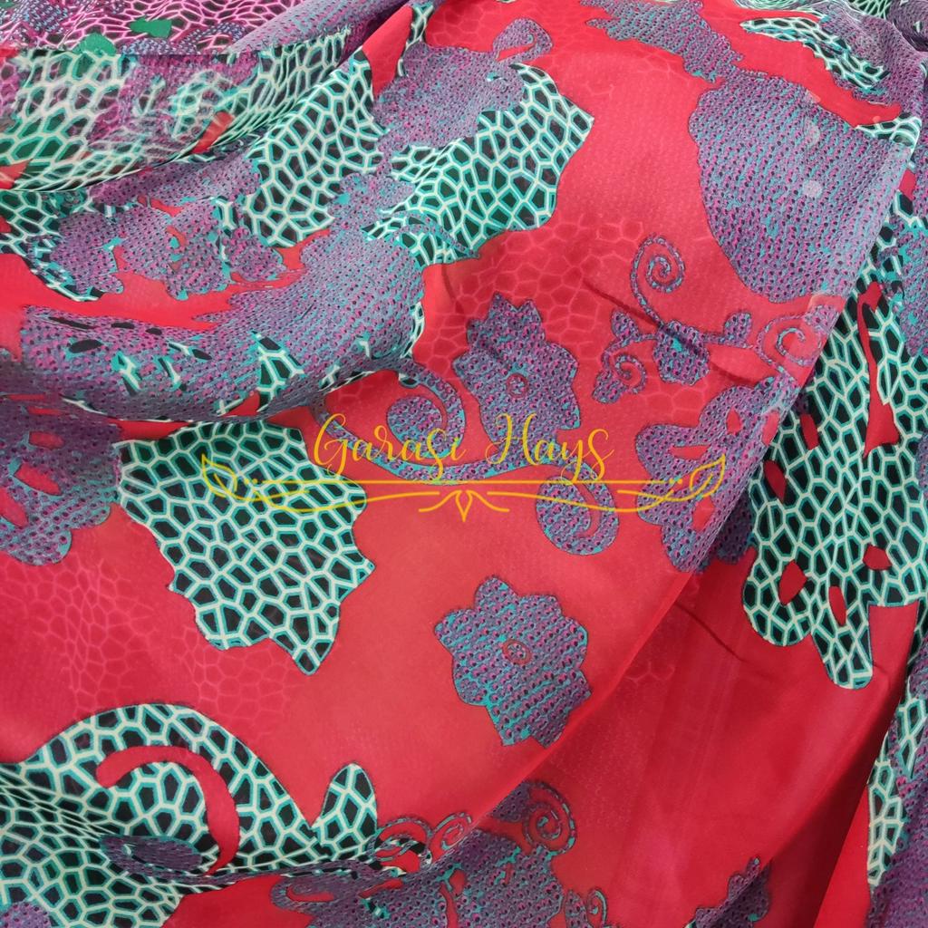 Kain Premium Chiffon Sifon Kasionik Motif Abstrak Lebar 150 cm