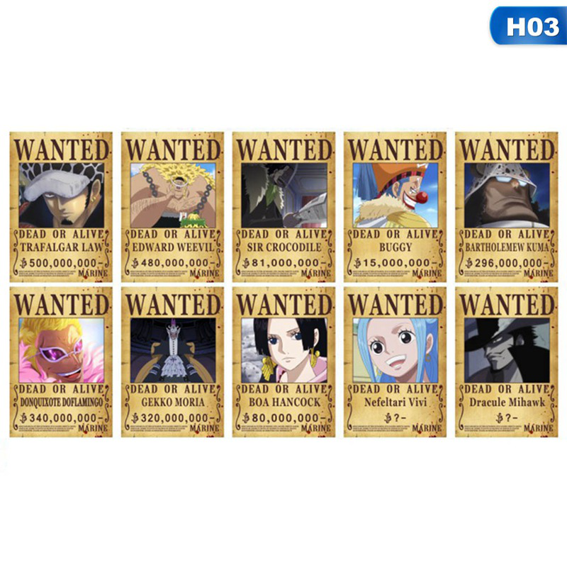 10pcs Poster Desain Anime One Piece Wanted Untuk Dekorasi Shopee Indonesia