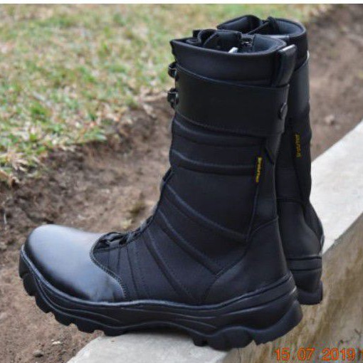 SEPATU PDL KULIT TNI POLRI SEKURITY OUTDOR HIKING GUNUNG TINGGI 8 INCHI KORDURA ANTI AIR PAKAI RESLETING OUTSOL KARET SUDAH DI SOL KUAT