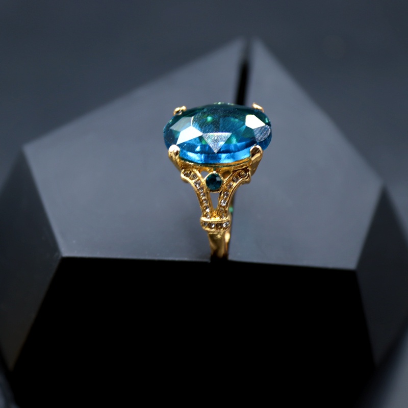 Cincin Kristal Bentuk Pesawat Warna Biru Laut Untuk Wanita