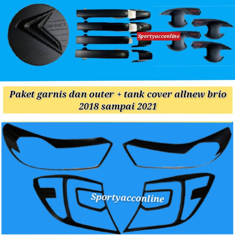 Paket garnis dan outer handel plus tank cover allnew brio 2018 sampai 2022 black doff