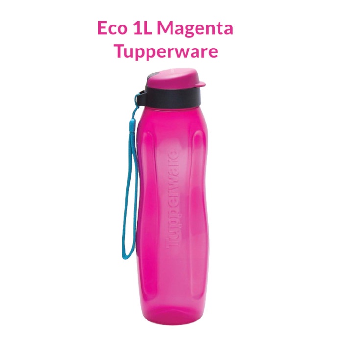 botol air minum eco 1liter tupperware warna fanta dan hitam 2pcs promo - 1L magenta