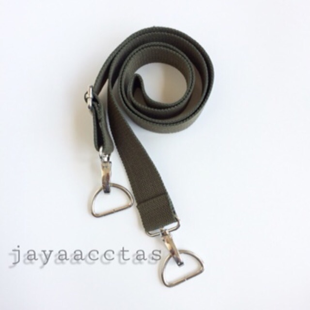 Tali strap sling bag selempang 3.8 cm bahan katun hijau armi