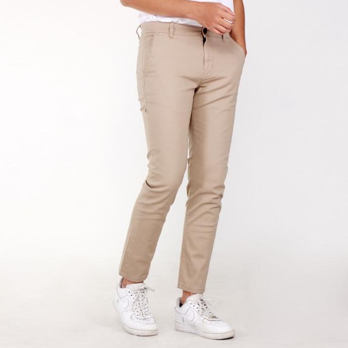 Benhill Celana Pria Panjang Chinos Katun Stretch Warna Cream 27714