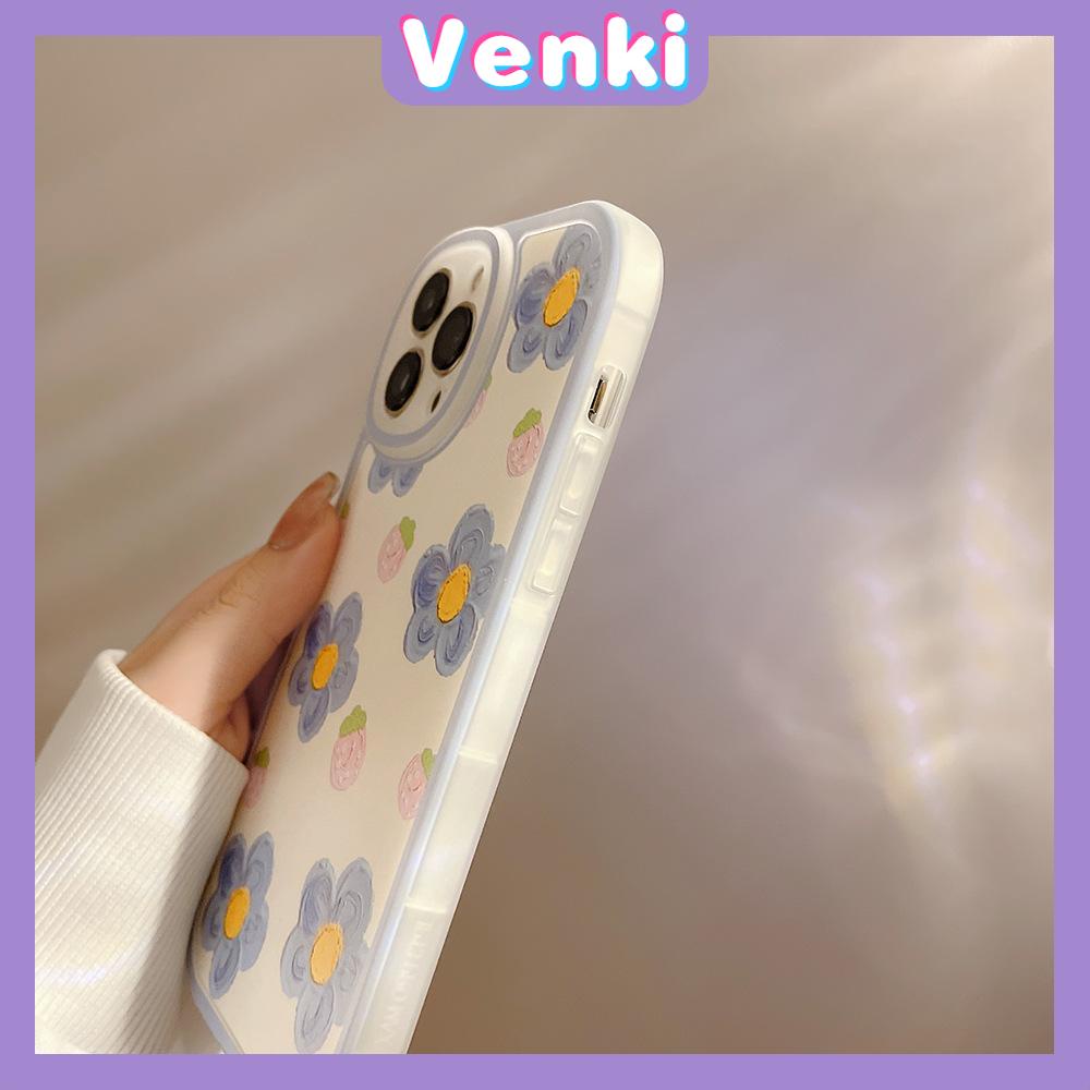 iPhone Case Silicone Soft Case Clear Case Thickened Airbag Shockproof Camera Full Coverage Protection Blue Flowers Cute For iPhone 13 Pro Max iPhone 12 Pro Max iPhone 11 7 Plus