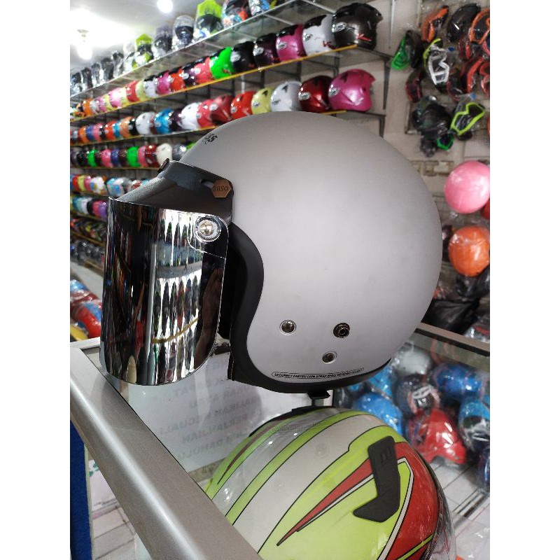 Helm bogo retro silver doff set visor