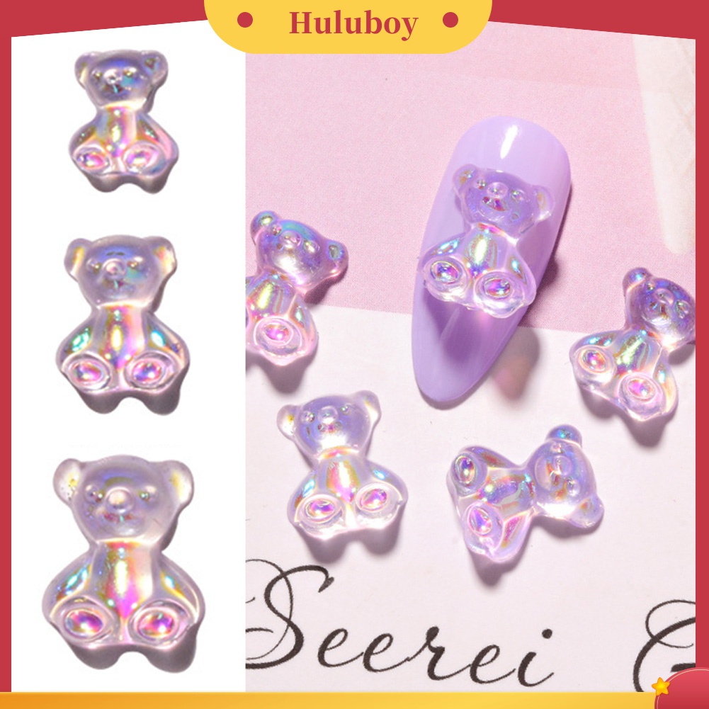 Huluboy Huluboy♡ 12pcs Ornamen Beruang 3D Lucu Untuk Dekorasi Kutek Gel UV Manicure DIY