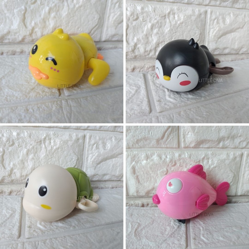 MAINAN MANDI Anak Bayi - Shower Toys for Baby Motif penguin kepiting kurakura ikan duck chn