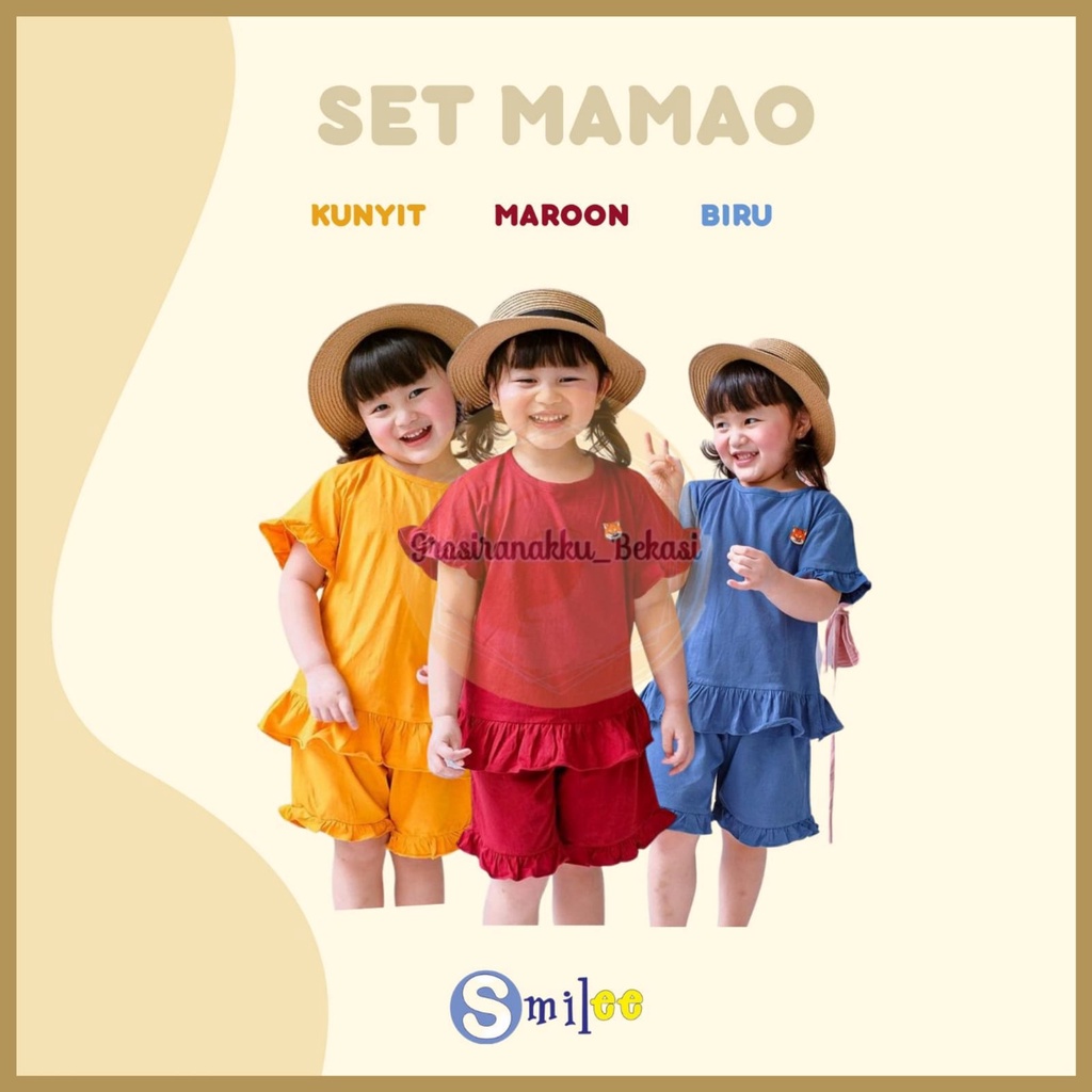 Setelan Anak Kaos Smilee Mamao Mix Warna Size 1-5