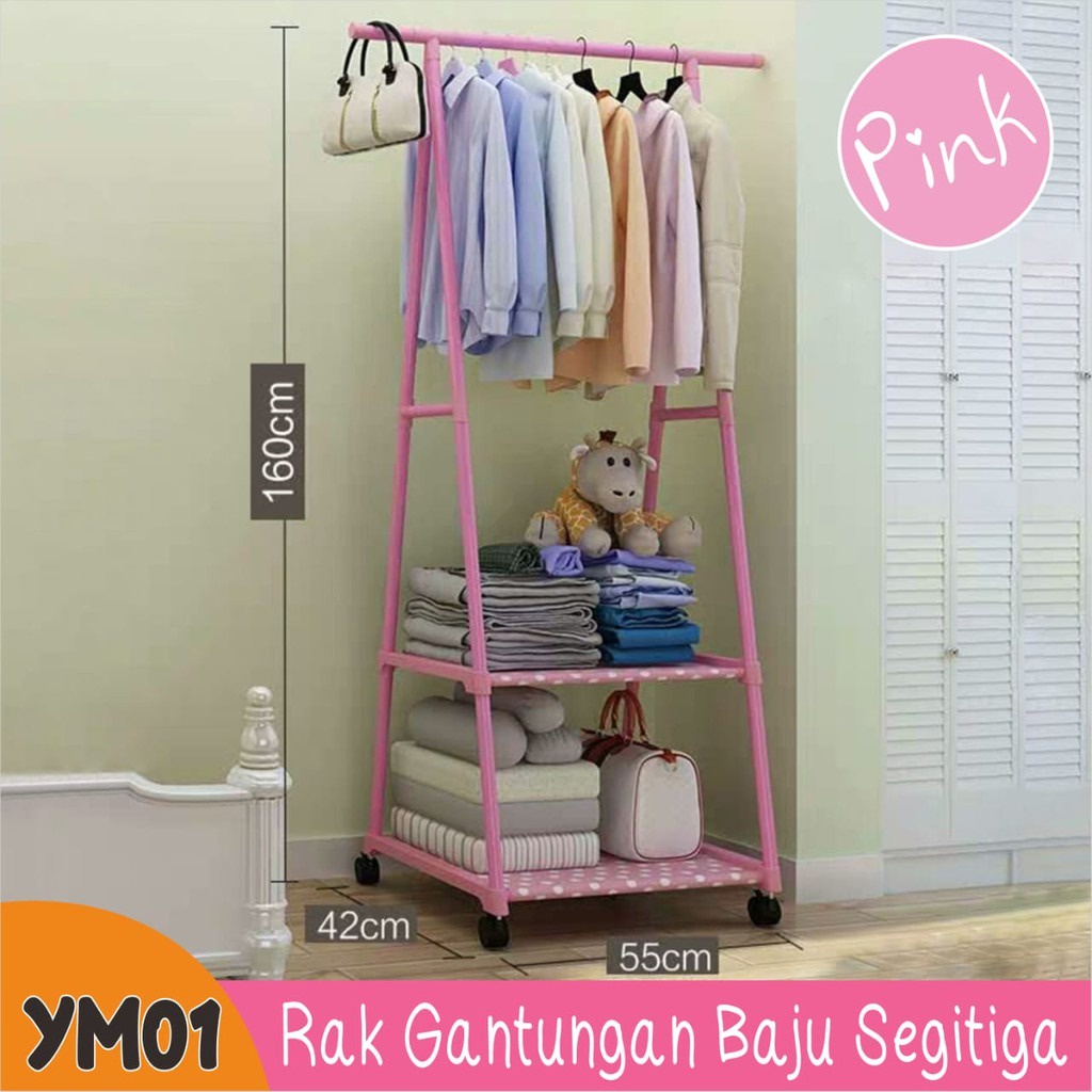 PROMO Gantungan Baju Stand Hanger Single Beroda Rak Pakaian Baju Tas Topi Gantung Rak Jemuran Serbaguna - YM01