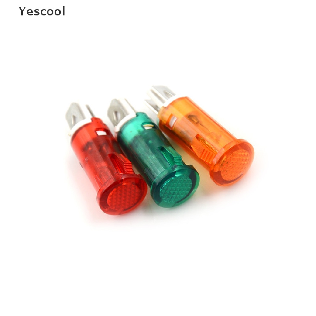 Yescool 10PCS Lampu Indikator Sinyal LED 10mm 12V 24V 220V Warna Merah Hijau Kuning