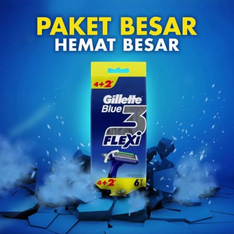 Alat Cukur Pria Gillette Blue 3 Flexi Biru isi 6