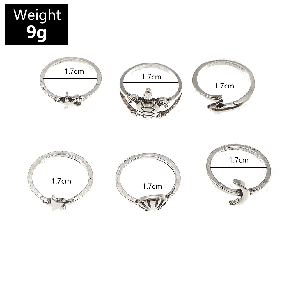 14Pcs / Set Cincin Kombinasi Desain Ukiran Kupu-Kupu Gajah Hati Hollow Gaya Vintage