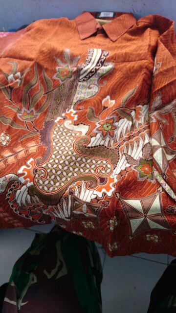 Eb Tradisional Kemeja Batik Lengan Panjang Ungu Motif Batik Bahan Semi Sutra