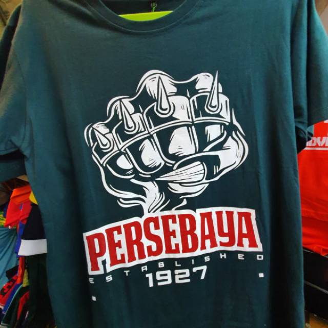 KAOS TSHIRT PERSEBAYA 1927 DIAM MENAKUTKAN BERGERAK MEMATIKAN