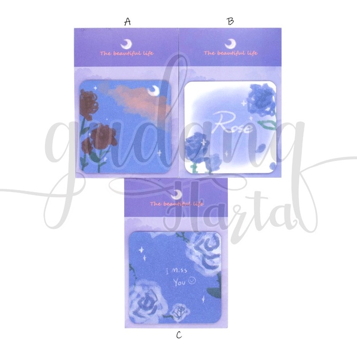 Sticky Notes Murmer Blue Rose Notes Motif Bunga Biru DIY GH 301469