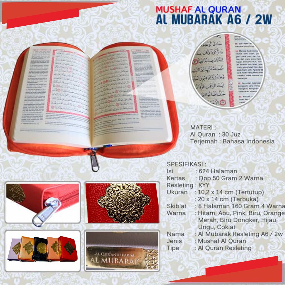 Mushaf Al Quran Saku / Mini A6 ( 16x11) Pocket Pakai Terjemahan