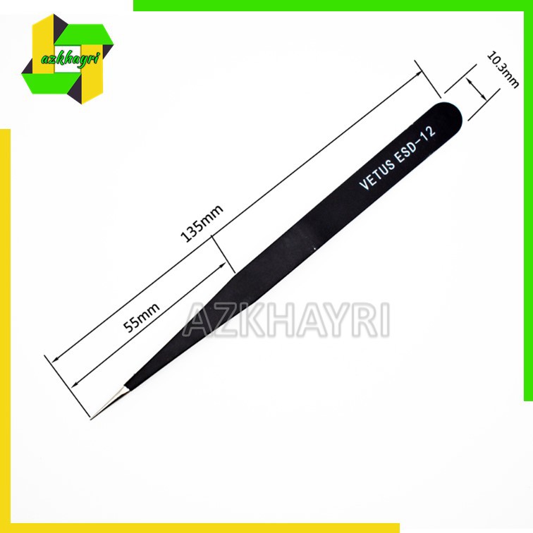 Pinset Stainlees Tweezers Anti Static ESD 12 15 HRC40